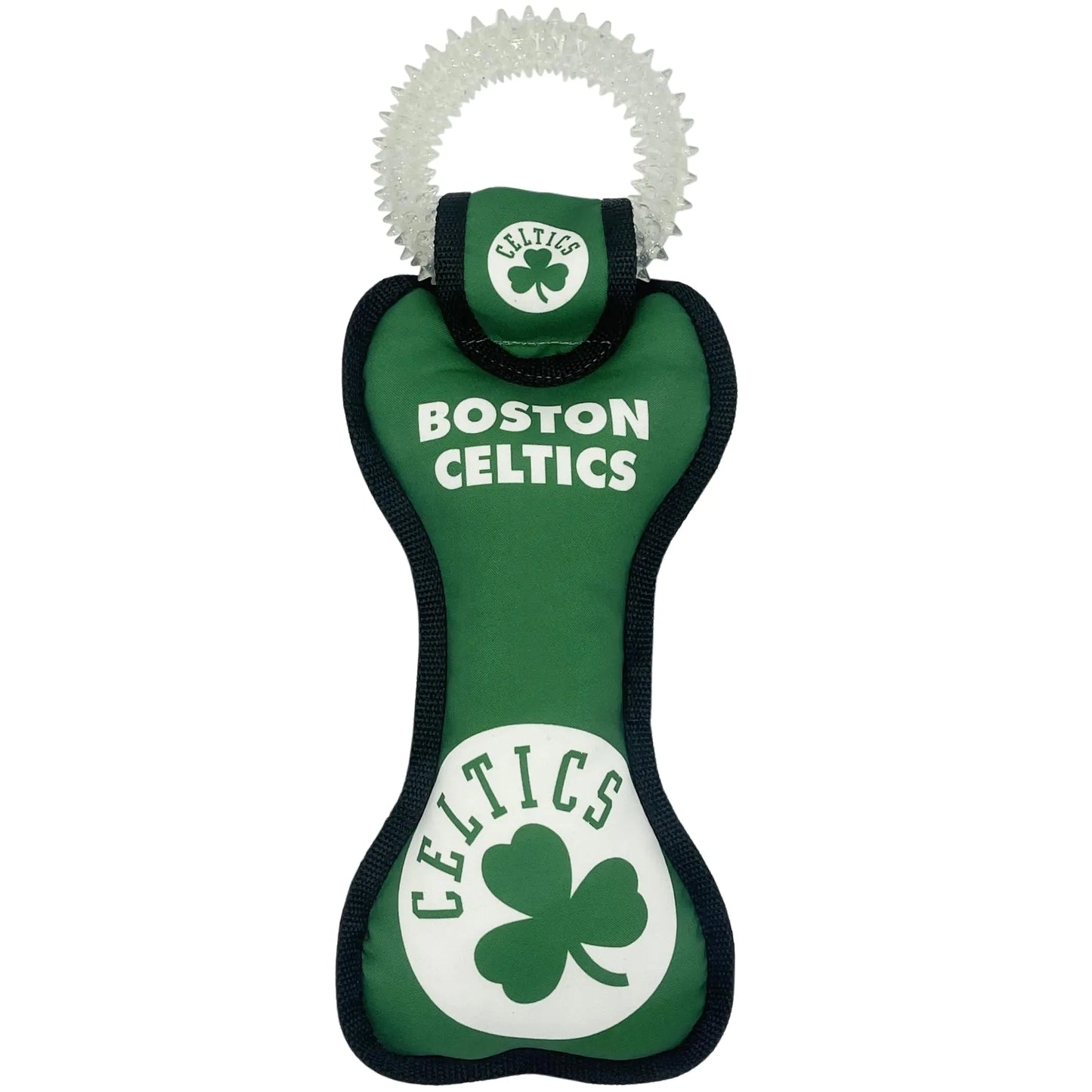 Pets First NBA Boston Celtics Dental Ring Dog TUG Toy with Squeaker. Tough PET Toy for Healthy Fun Teething & Cleaning Pets Teeth & Gums